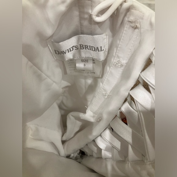 David’s Bridal Spaghetti Strap Layered Wedding Dress with Crinoline Underskirt - Picture 6 of 16